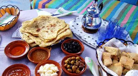 Moroccan breakfast in Skoura restaurant